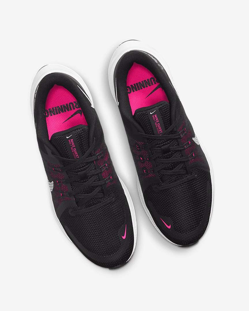 Black / Pink / Dark Grey / White Women's Nike Quest 4 Running Shoes | UK4713