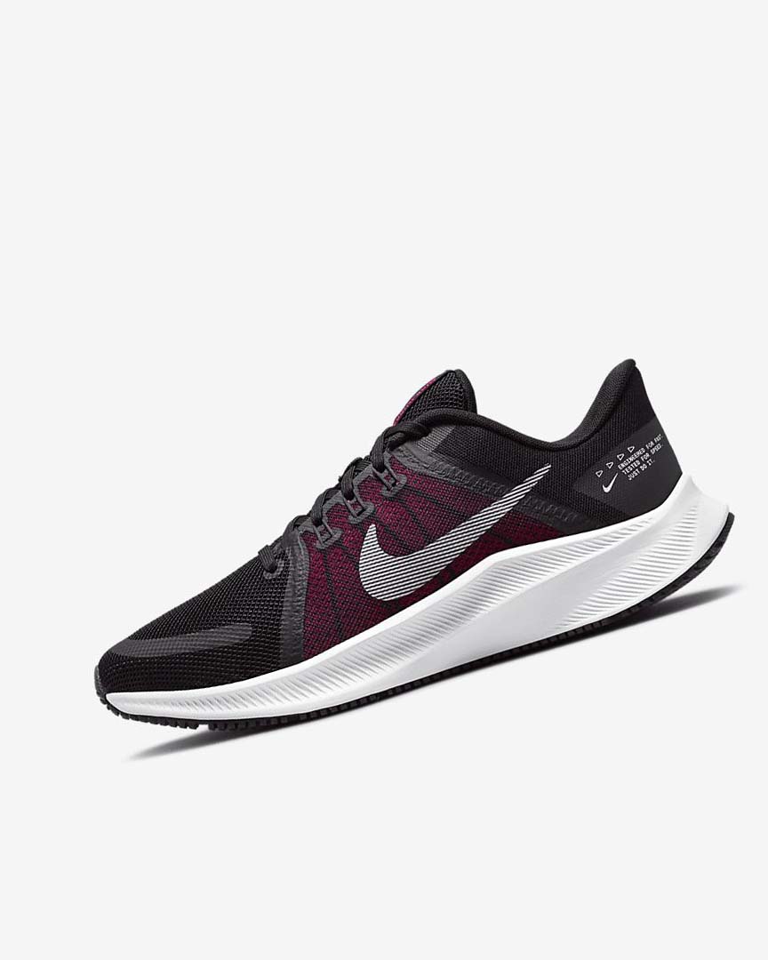 Black / Pink / Dark Grey / White Women\'s Nike Quest 4 Running Shoes | UK4713