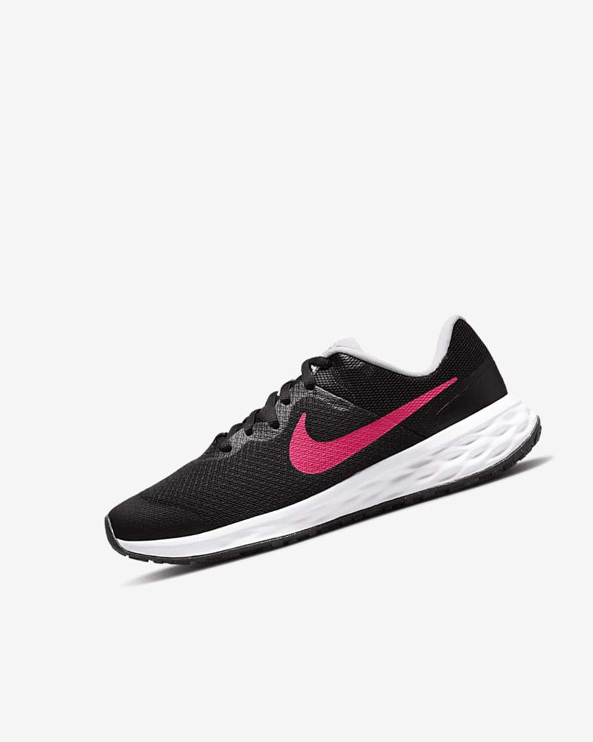 Black / Pink / Pink Girls\' Nike Revolution 6 Running Shoes | UK5583