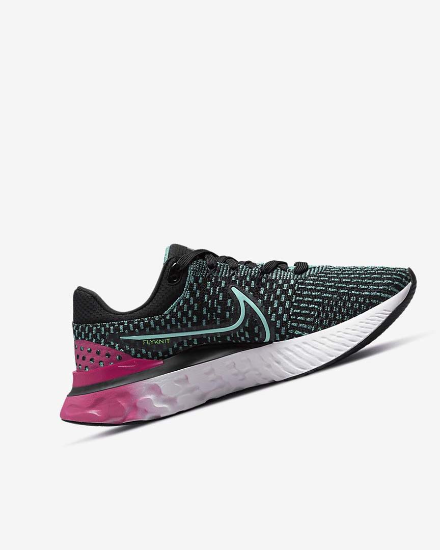 Black / Pink / Turquoise / Turquoise Women's Nike React Infinity Run Flyknit 3 Running Shoes | UK2889