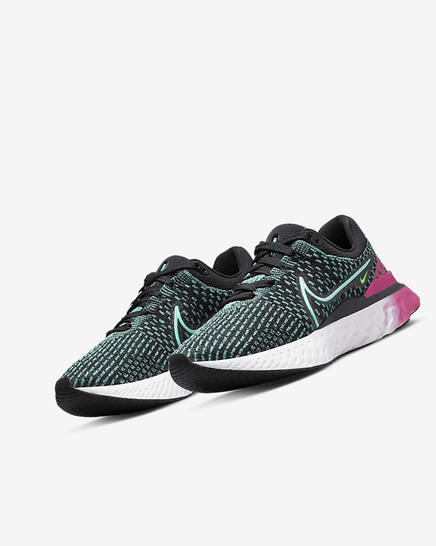 Black / Pink / Turquoise / Turquoise Women's Nike React Infinity Run Flyknit 3 Running Shoes | UK2889