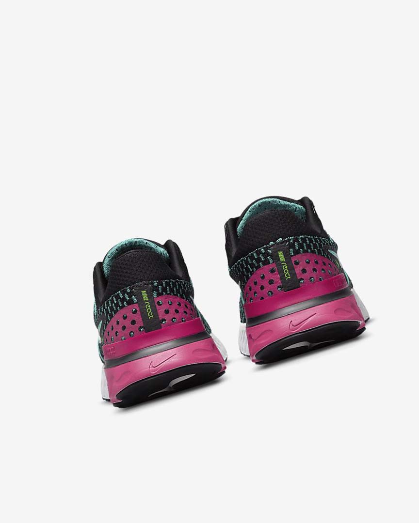 Black / Pink / Turquoise / Turquoise Women's Nike React Infinity Run Flyknit 3 Running Shoes | UK2889