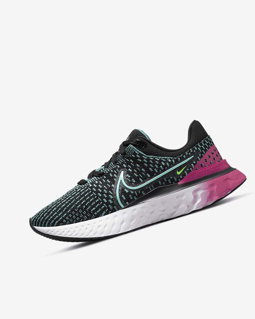 Black / Pink / Turquoise / Turquoise Women\'s Nike React Infinity Run Flyknit 3 Running Shoes | UK2889