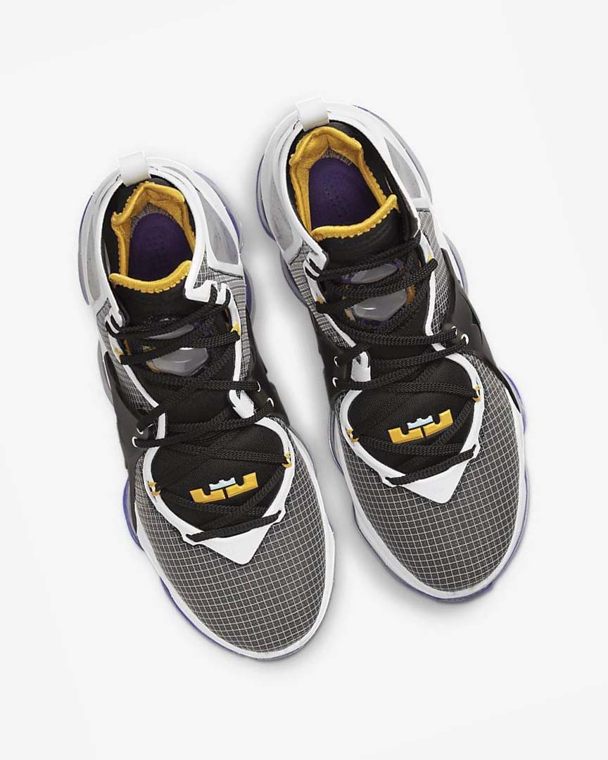 Black / Purple / White / Gold Men's Nike LeBron 19 Basketball Shoes | UK3224