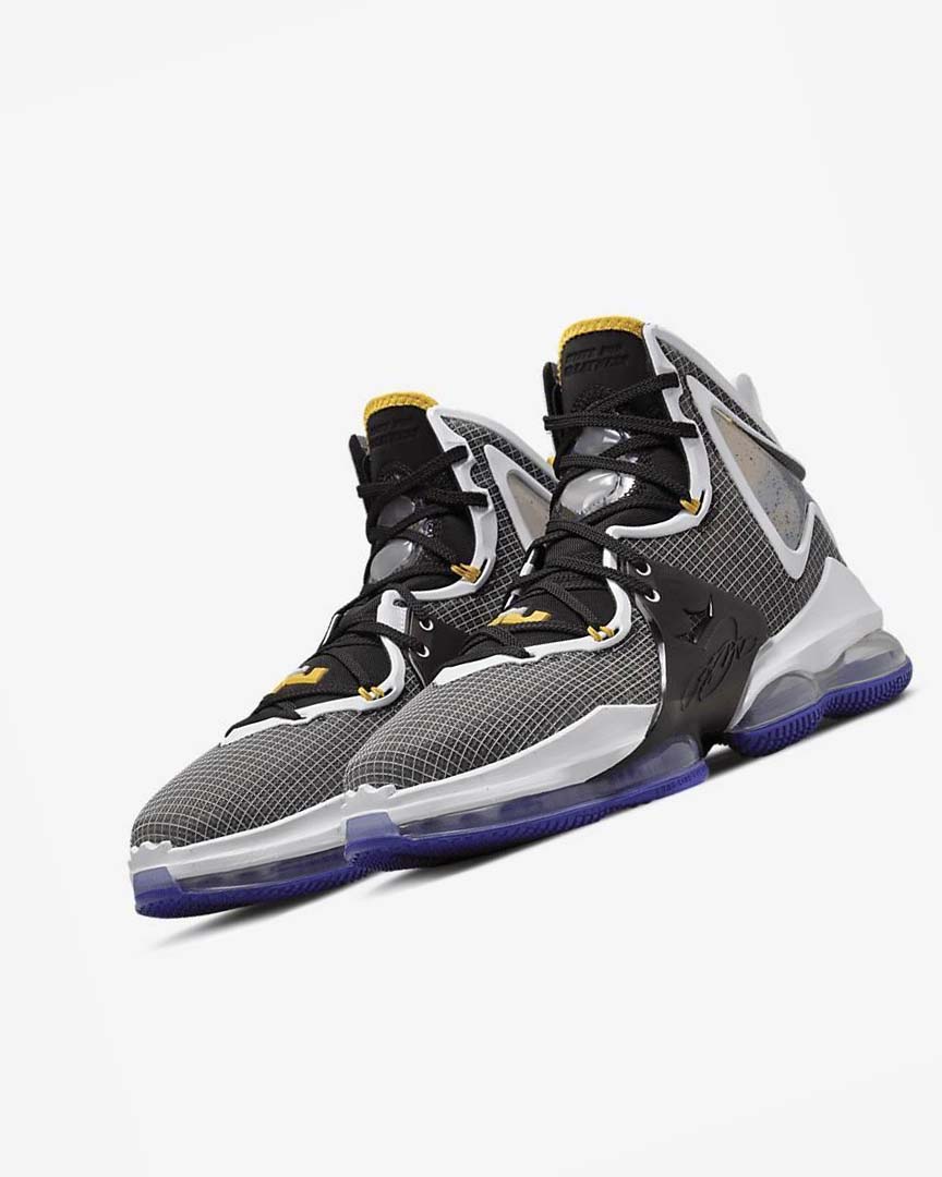 Black / Purple / White / Gold Men's Nike LeBron 19 Basketball Shoes | UK3224