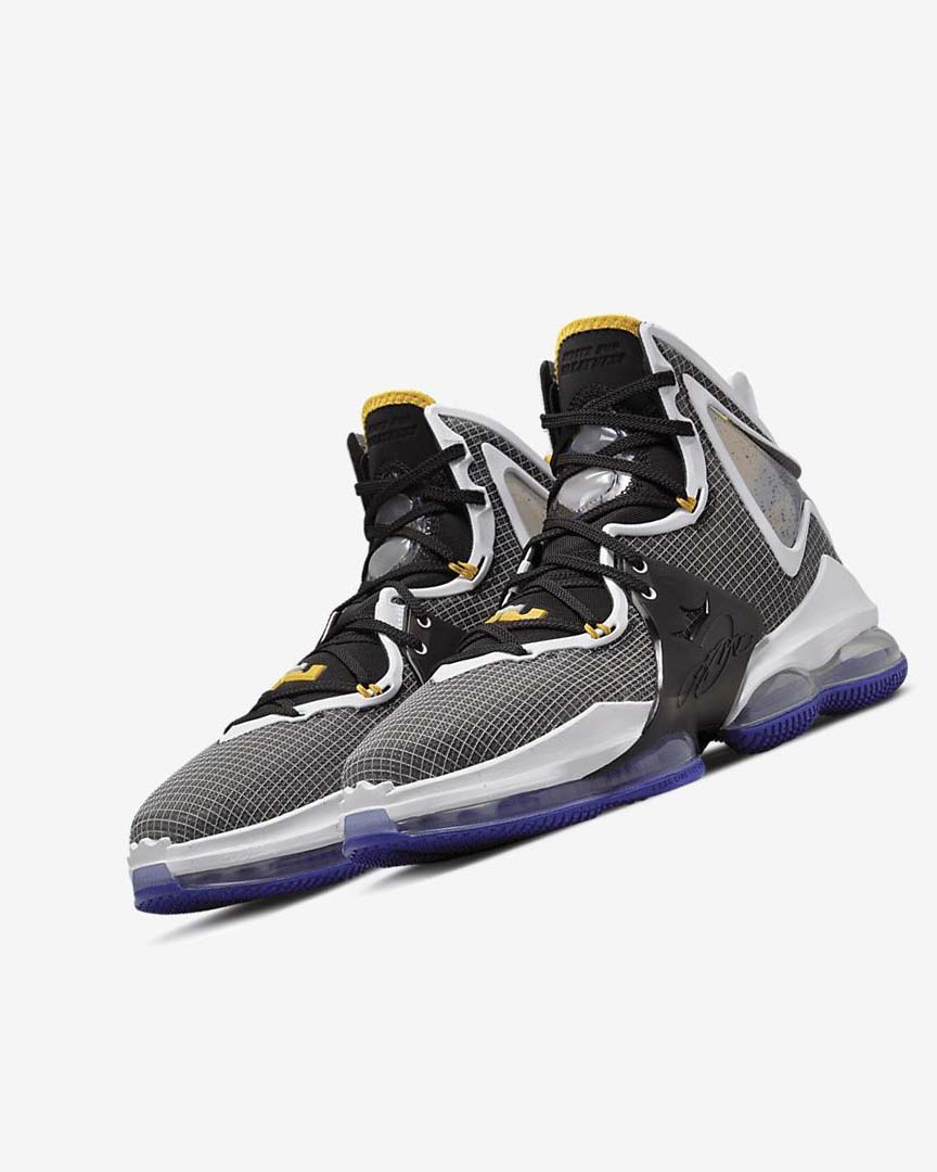 Black / Purple / White / Gold Women's Nike LeBron 19 Basketball Shoes | UK5195