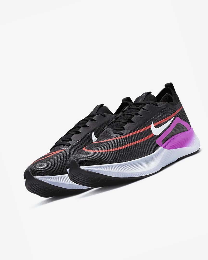 Black / Purple / White Men's Nike Zoom Fly 4 Running Shoes | UK3121