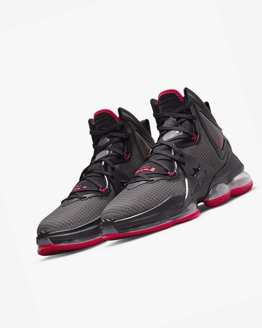 Black / Red / Black Men's Nike LeBron 19 Basketball Shoes | UK4907