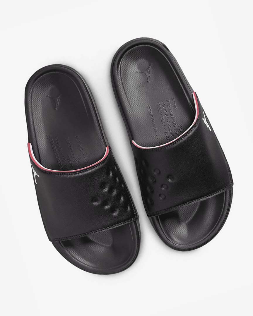 Black / Red Men's Nike Jordan Play Slides | UK5537