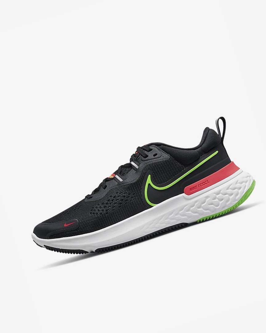 Black / Red / White / Green Men\'s Nike React Miler 2 Running Shoes | UK2564