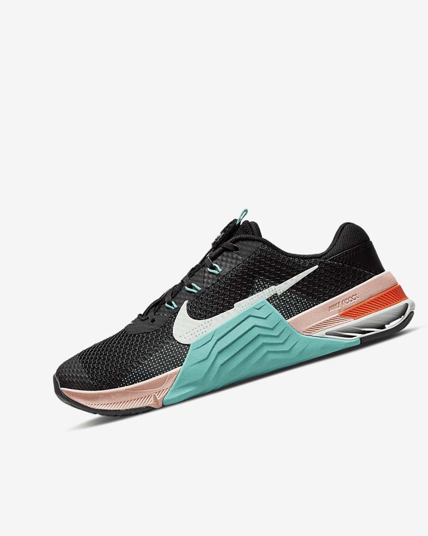 Black / Turquoise / Orange / Green Women\'s Nike Metcon 7 Training Shoes | UK5473