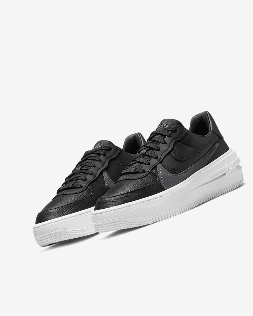 Black / White / Black / Dark Grey Women's Nike Air Force 1 PLT.AF.ORM Sneakers | UK4735