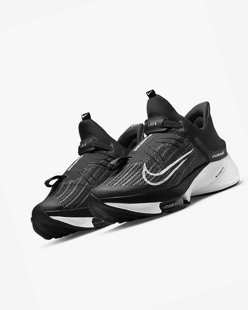 Black / White / Black / White Men's Nike Air Zoom Tempo NEXT% FlyEase Running Shoes | UK5534