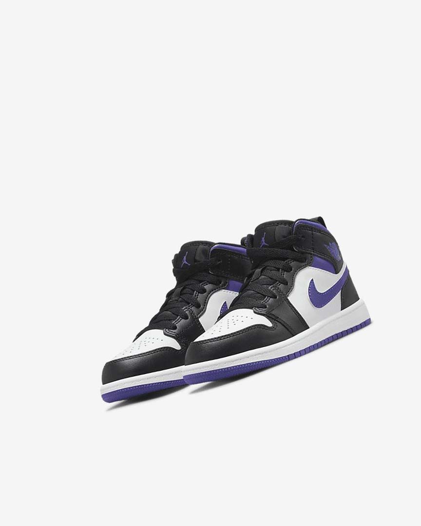 Black / White / Dark Boys' Nike Jordan 1 Mid Shoes | UK3261