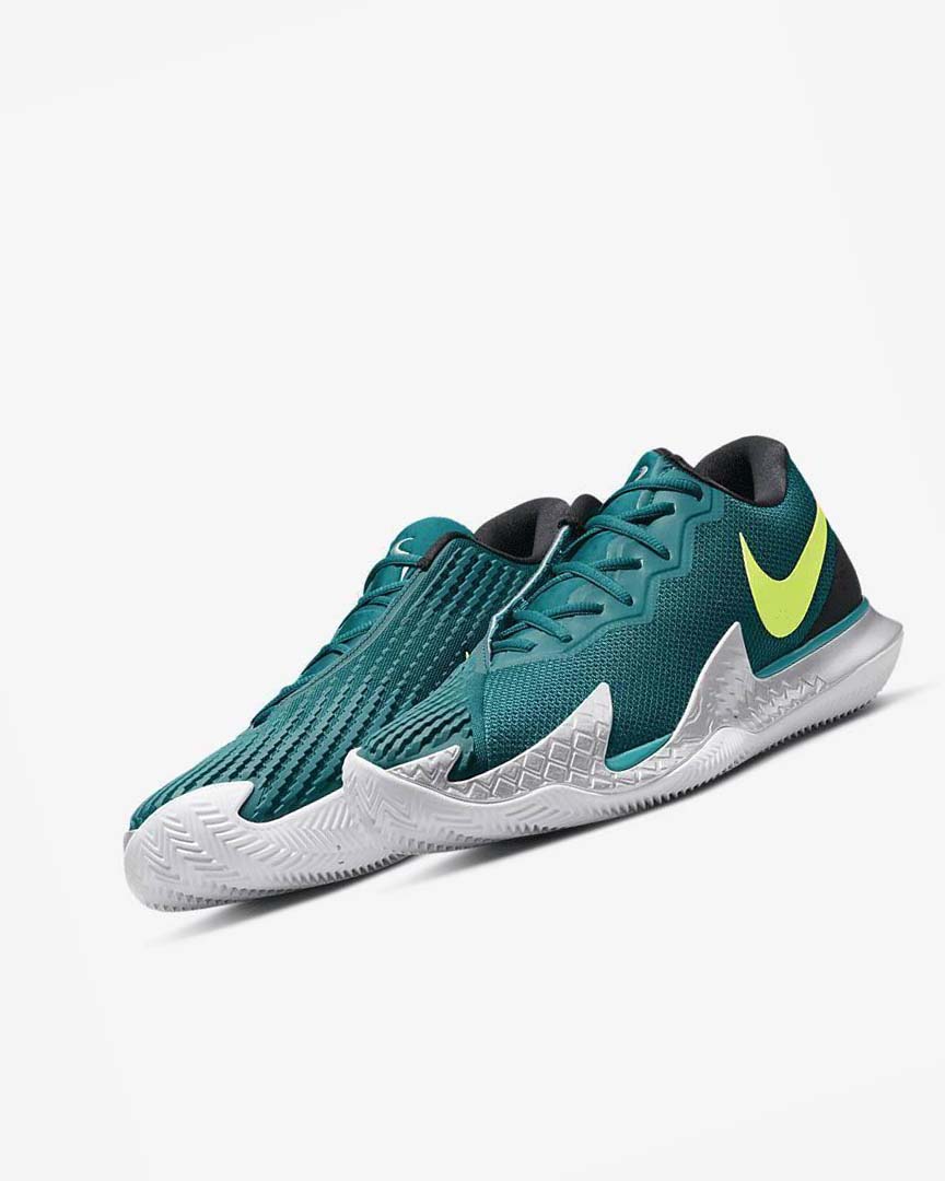 Black / White / Green Men's Nike Court Air Zoom Vapor Cage 4 Rafa Tennis Shoes | UK2941