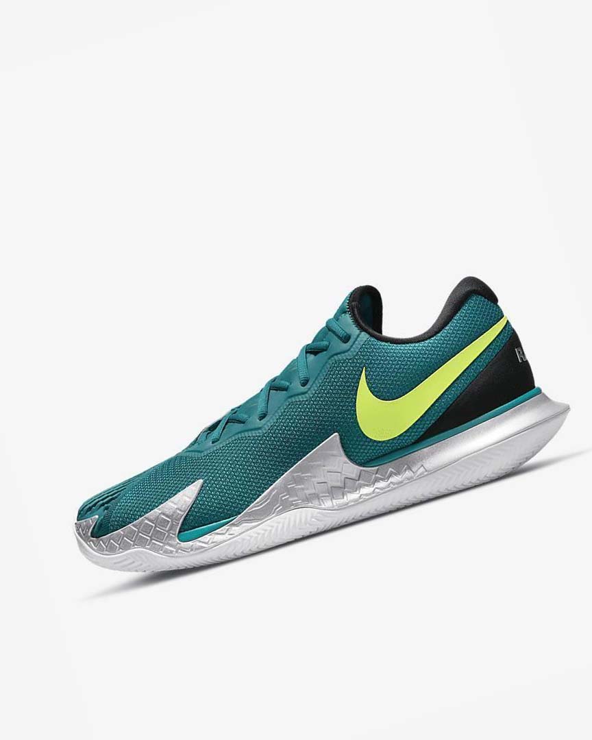 Black / White / Green Men\'s Nike Court Air Zoom Vapor Cage 4 Rafa Tennis Shoes | UK2941