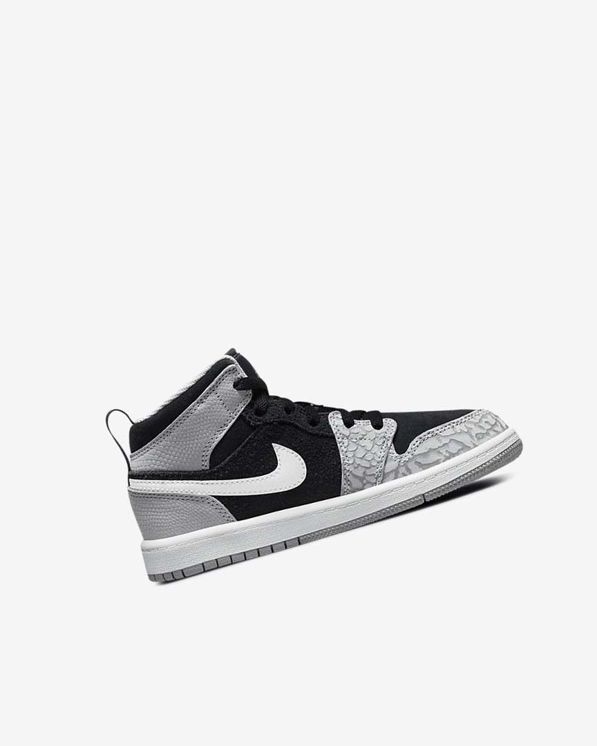 Black / White / Light Grey / Red Boys' Nike Jordan 1 Mid SE Shoes | UK2959