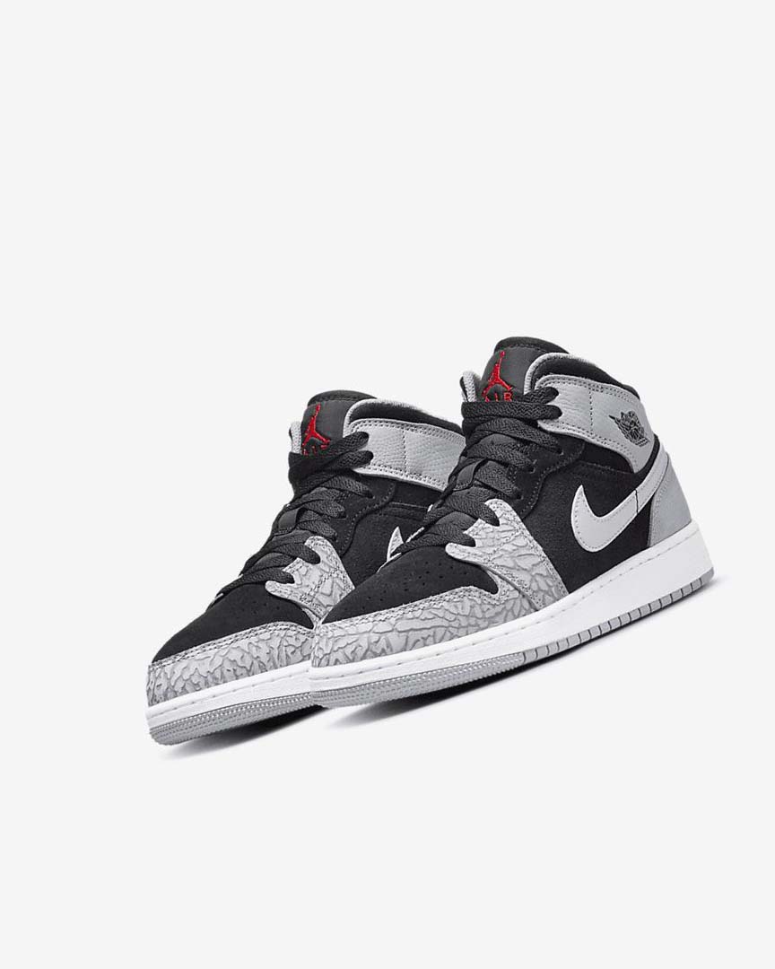 Black / White / Light Grey / Red Boys' Nike Air Jordan 1 Mid SE Sneakers | UK3237