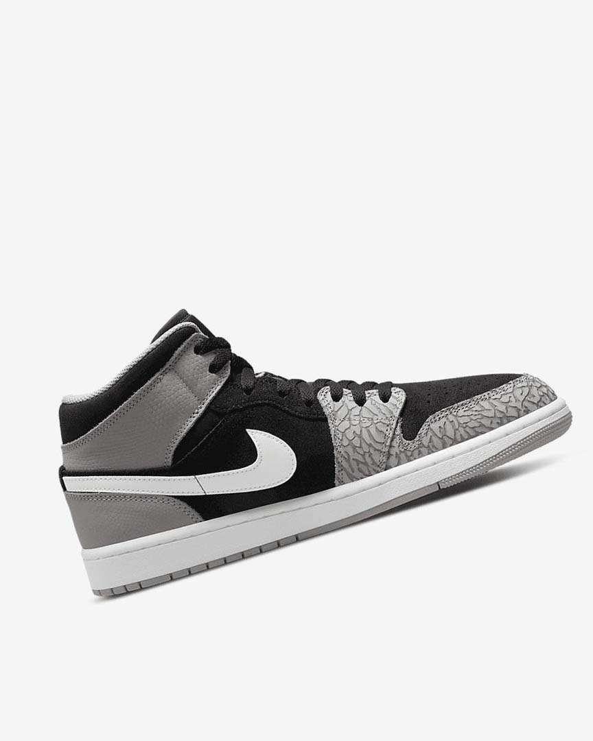 Black / White / Light Grey / Red Men's Nike Air Jordan 1 Mid SE Sneakers | UK5056