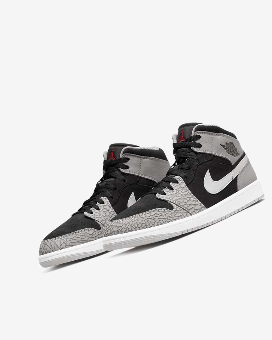 Black / White / Light Grey / Red Men's Nike Air Jordan 1 Mid SE Sneakers | UK5056