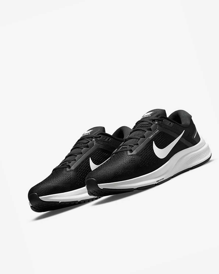 Black / White Men's Nike Air Zoom Structure 24 Running Shoes | UK5105