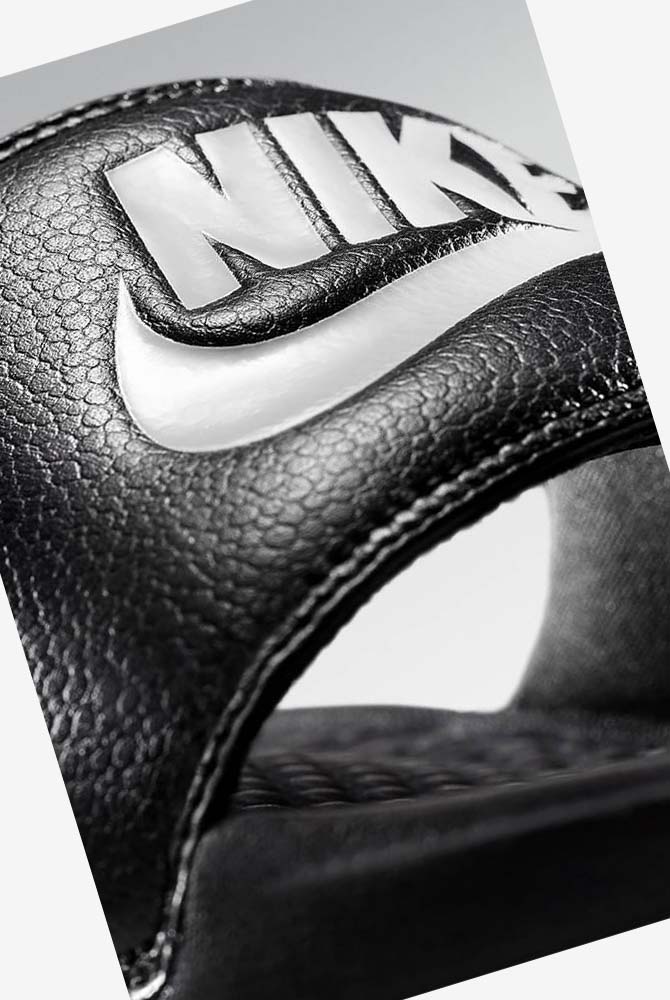 Black / White Men's Nike Benassi JDI Slides | UK3086