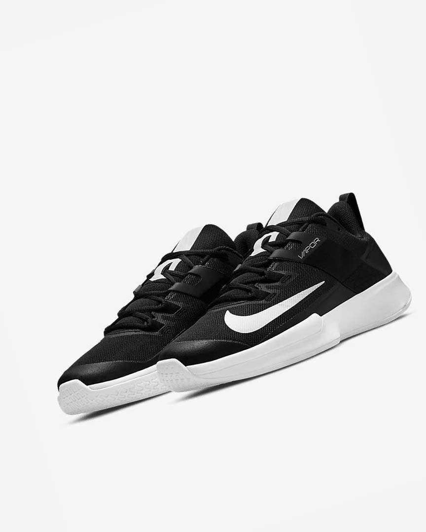 Black / White Men's Nike Court Vapor Lite Tennis Shoes | UK2957