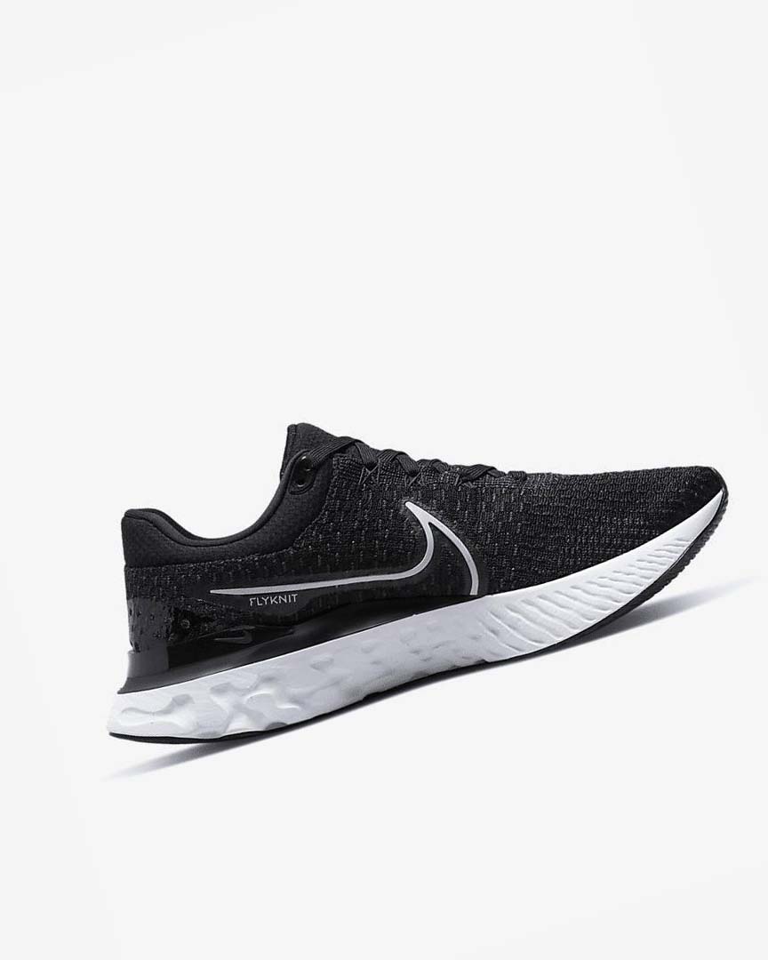 Black / White Men's Nike React Infinity Run Flyknit 3 Running Shoes | UK3027