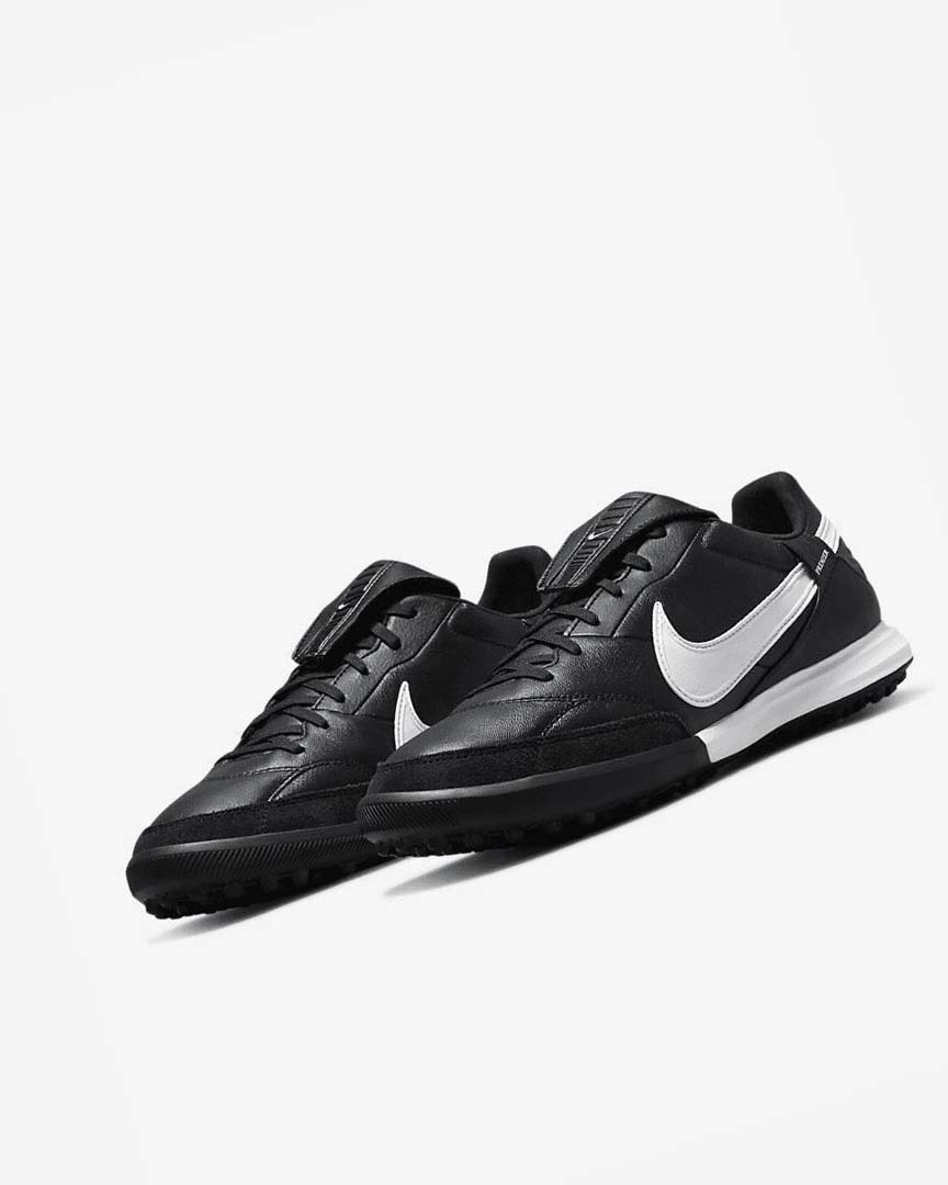 Black / White Men's Nike The Premier 3 TF Football Shoes | UK4987