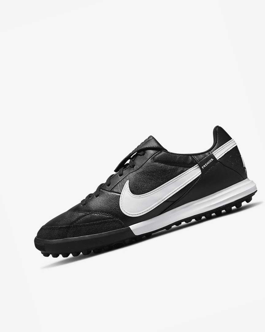 Black / White Men\'s Nike The Premier 3 TF Football Shoes | UK4987