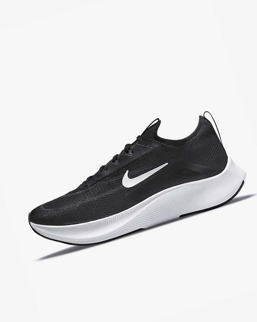 Black / White Men\'s Nike Zoom Fly 4 Running Shoes | UK3063