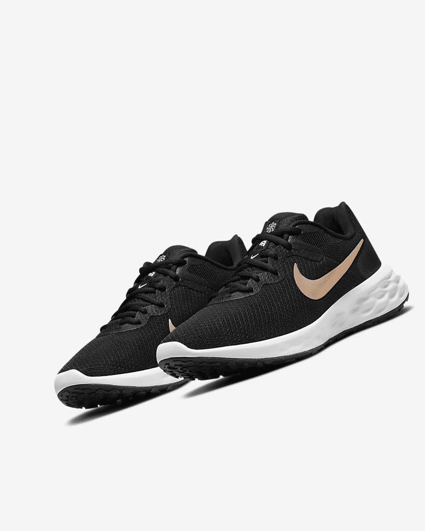 Black / White / Metal Copper Women's Nike Revolution 6 Next Nature Running Shoes | UK2452