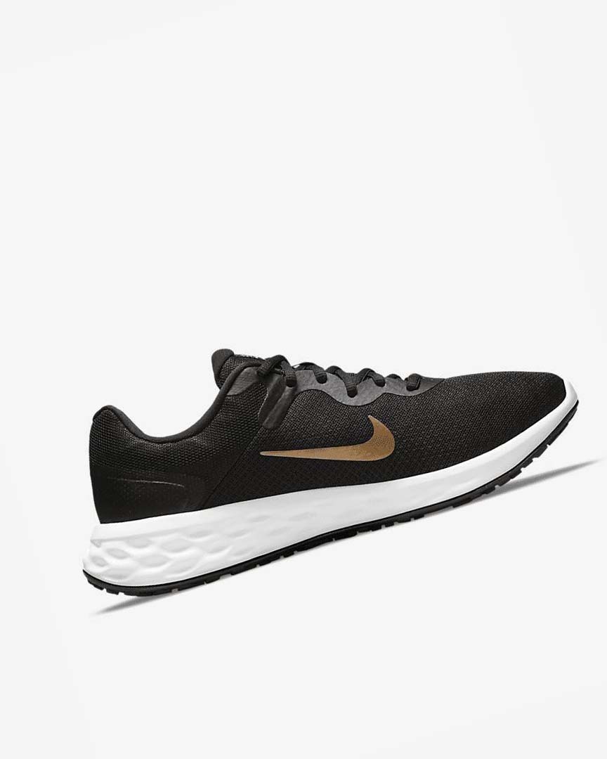 Black / White / Metal Gold Men's Nike Revolution 6 Next Nature Running Shoes | UK2981