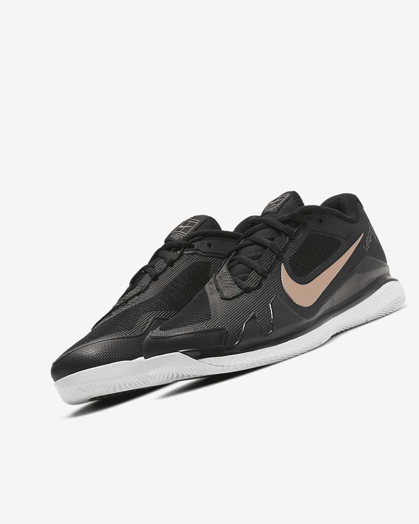 Black / White / Metal Red Brown Women's Nike Court Air Zoom Vapor Pro Tennis Shoes | UK2430