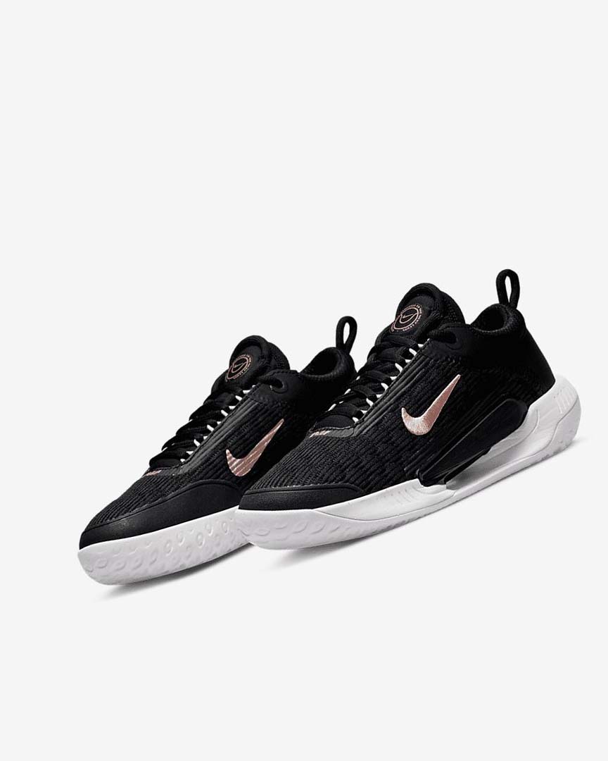 Black / White / Metal Red Brown Women's Nike Court Zoom NXT Tennis Shoes | UK2584