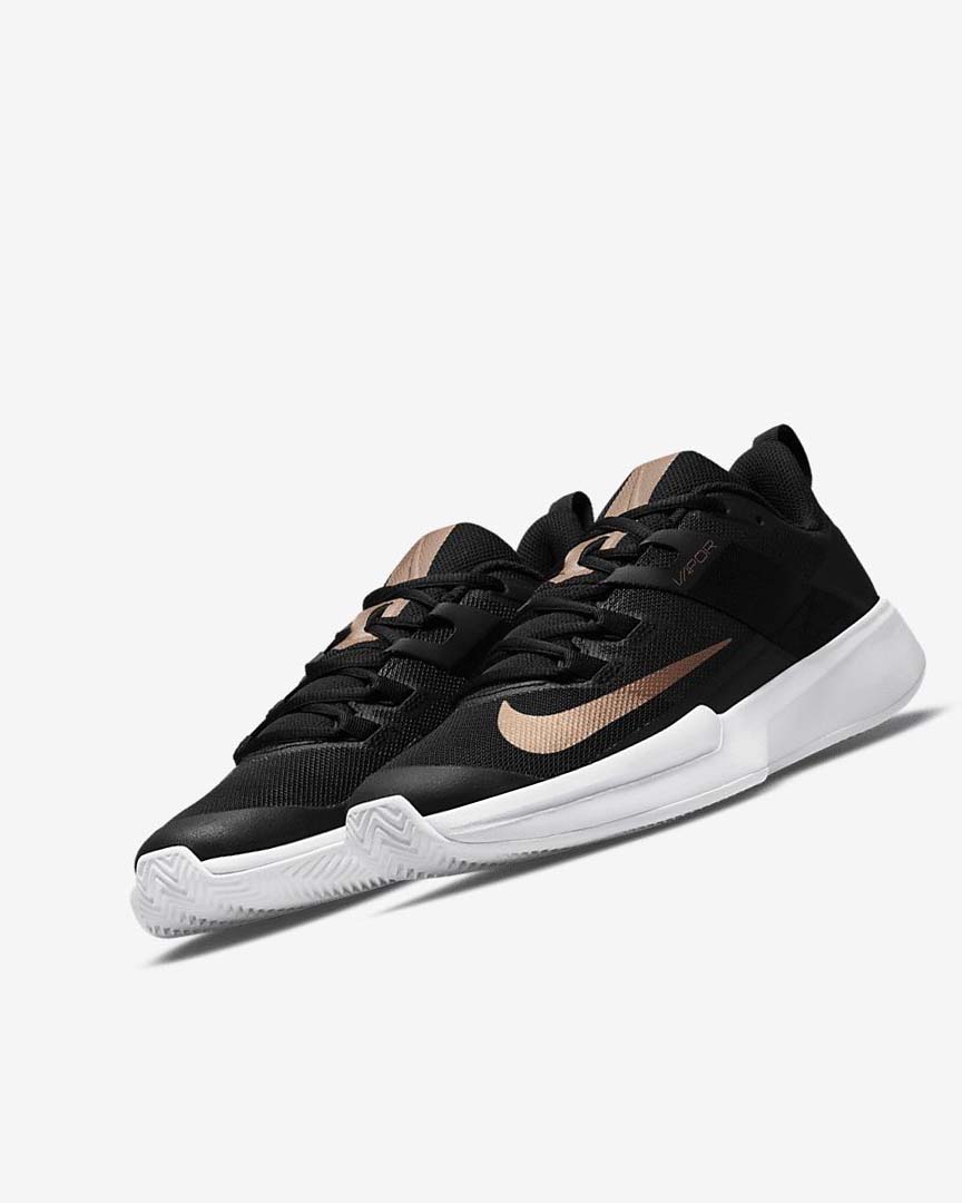 Black / White / Metal Red Brown Women's Nike Court Vapor Lite Tennis Shoes | UK3102