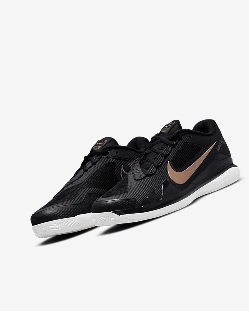 Black / White / Metal Red Brown Women's Nike Court Air Zoom Vapor Pro Tennis Shoes | UK4980