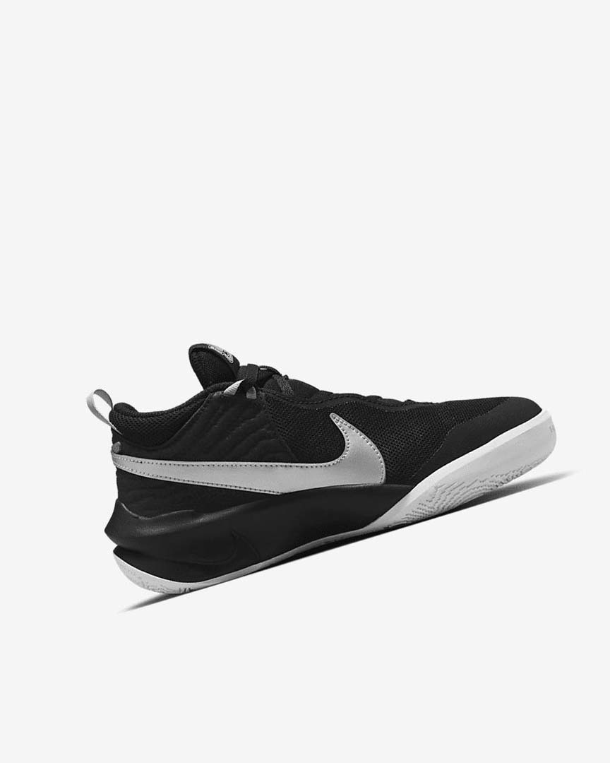 Black / White / Metal Silver Boys' Nike Team Hustle D 10 Basketball Shoes | UK5319