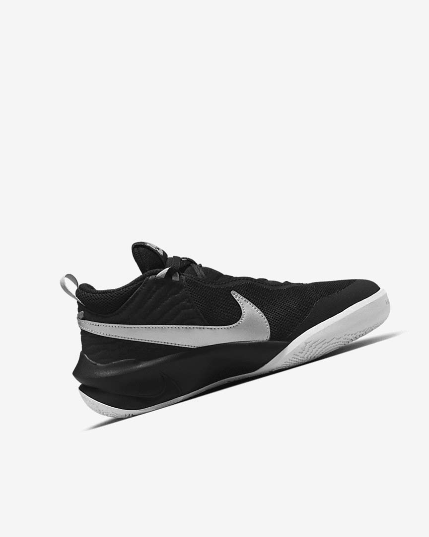 Black / White / Metal Silver Girls' Nike Team Hustle D 10 Basketball Shoes | UK2505