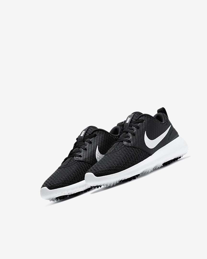 Black / White / Metal White Boys' Nike Roshe G Jr. Golf Shoes | UK2420