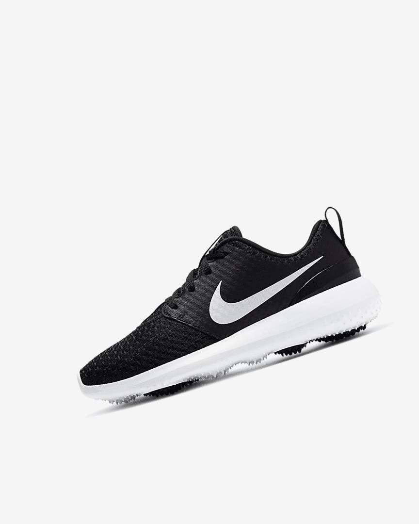 Black / White / Metal White Boys\' Nike Roshe G Jr. Golf Shoes | UK2420