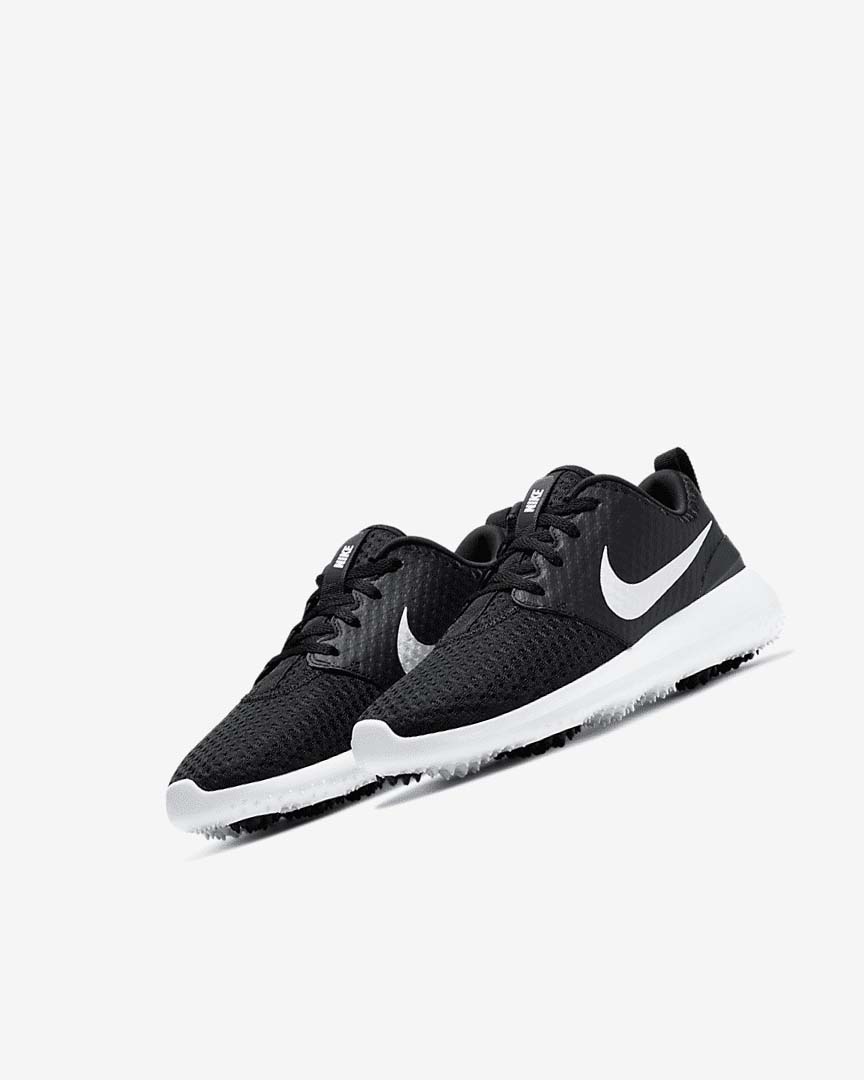 Black / White / Metal White Girls' Nike Roshe G Jr. Golf Shoes | UK3205