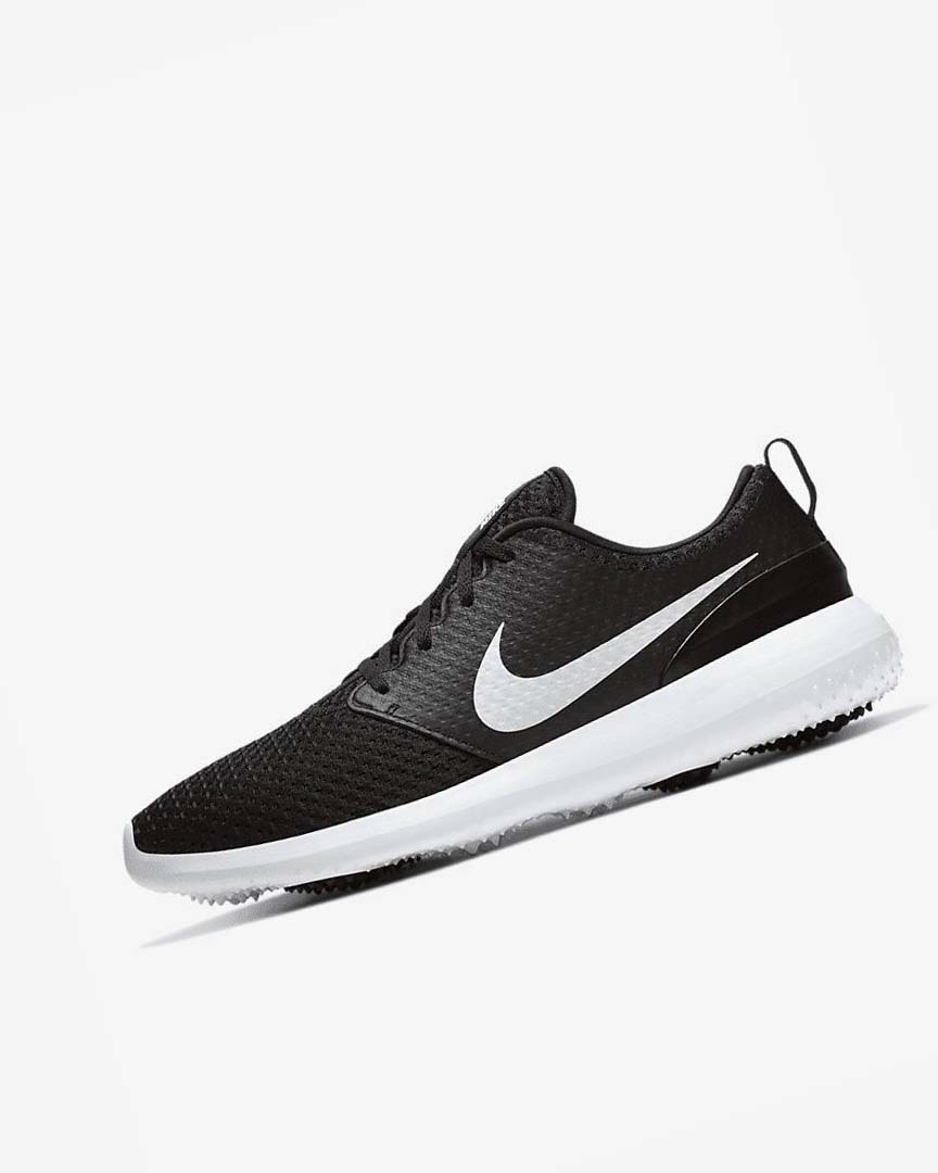 Black / White / Metal White Men\'s Nike Roshe G Golf Shoes | UK2224