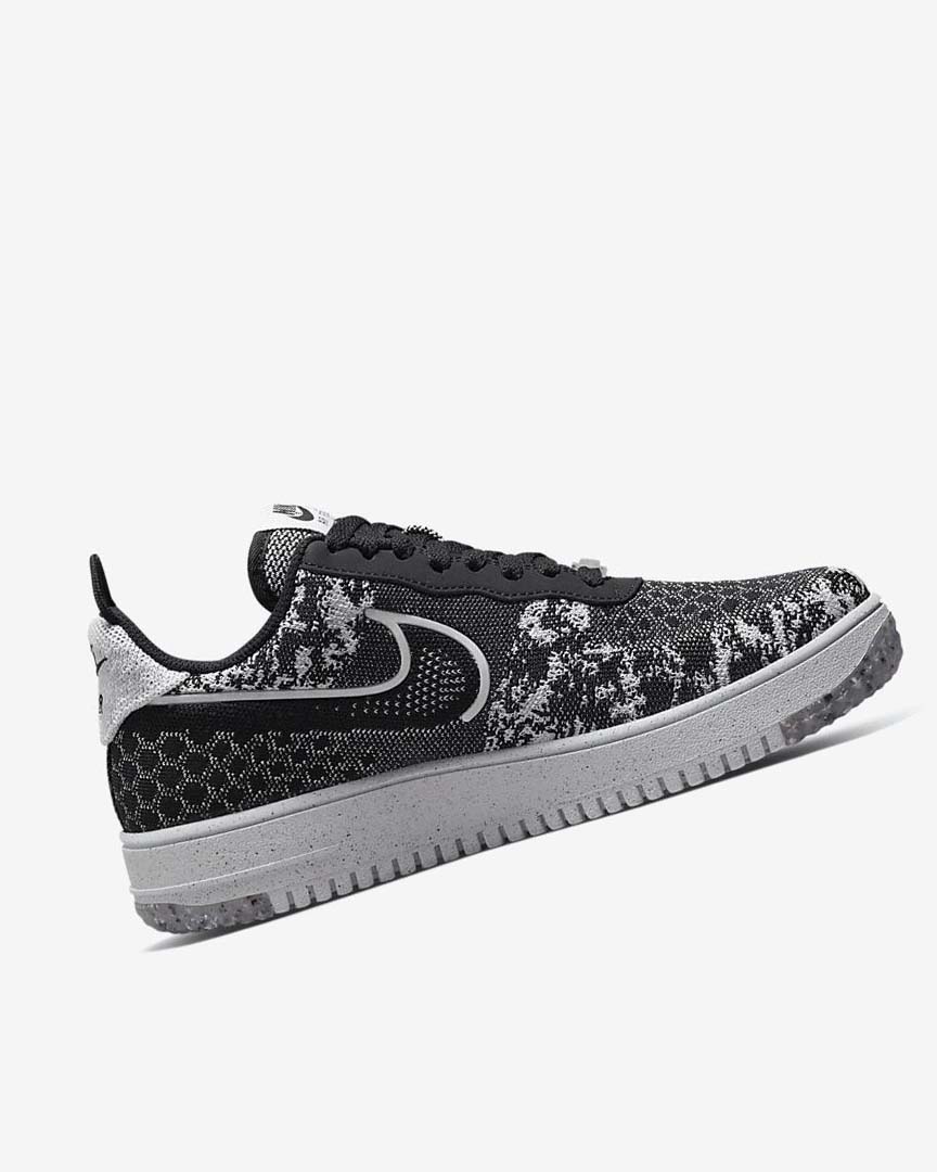 Black / White / Platinum / Black Men's Nike Air Force 1 Crater Flyknit Next Nature Sneakers | UK4766