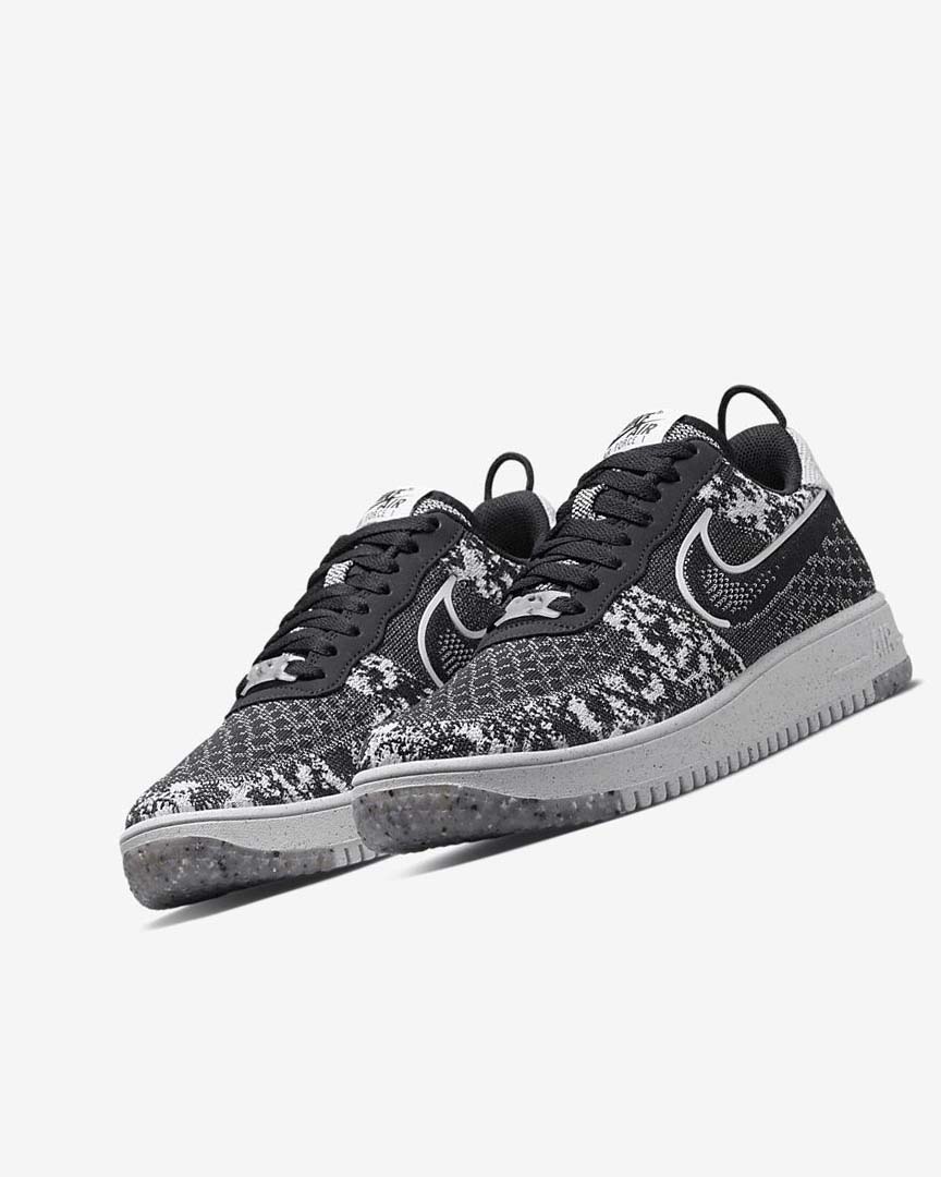 Black / White / Platinum / Black Men's Nike Air Force 1 Crater Flyknit Next Nature Sneakers | UK4766