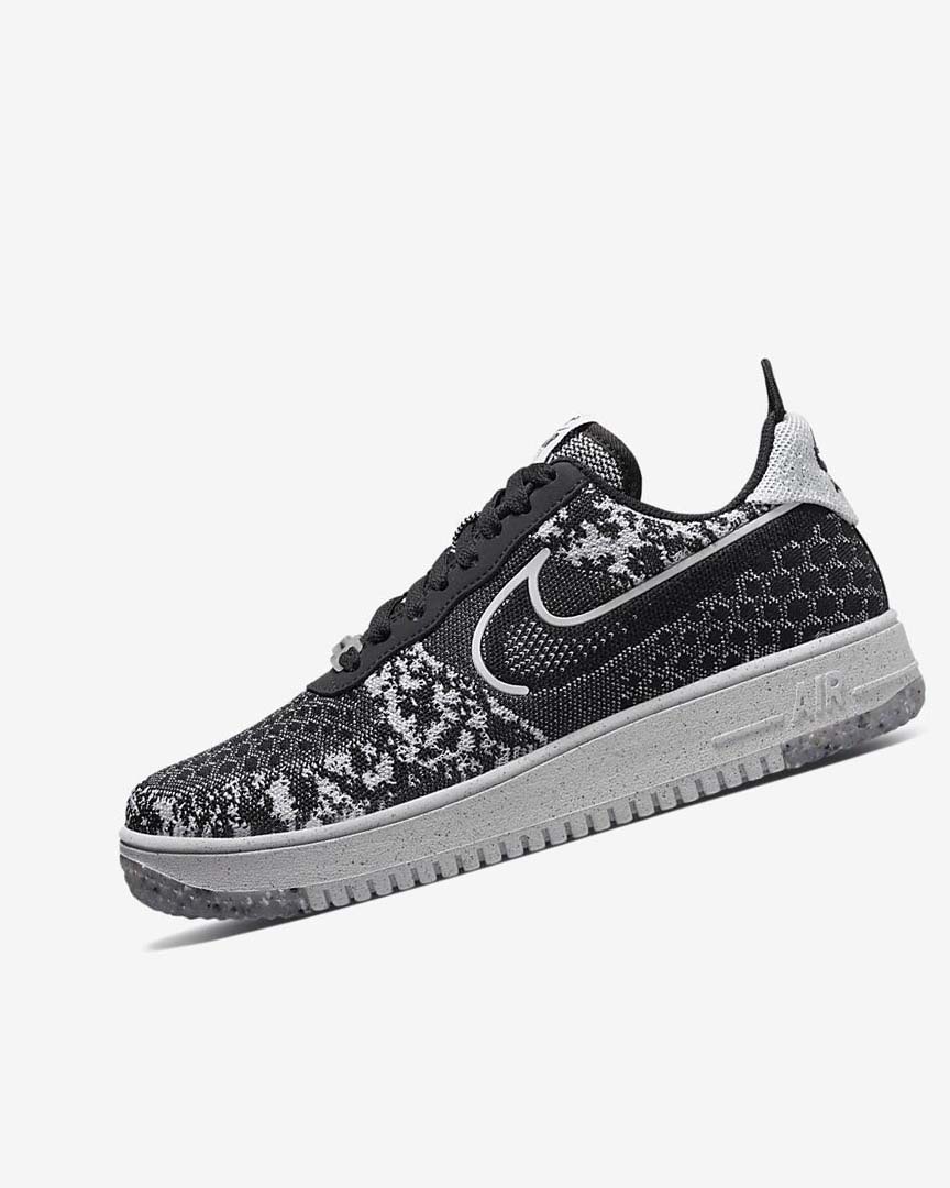 Black / White / Platinum / Black Men\'s Nike Air Force 1 Crater Flyknit Next Nature Sneakers | UK4766