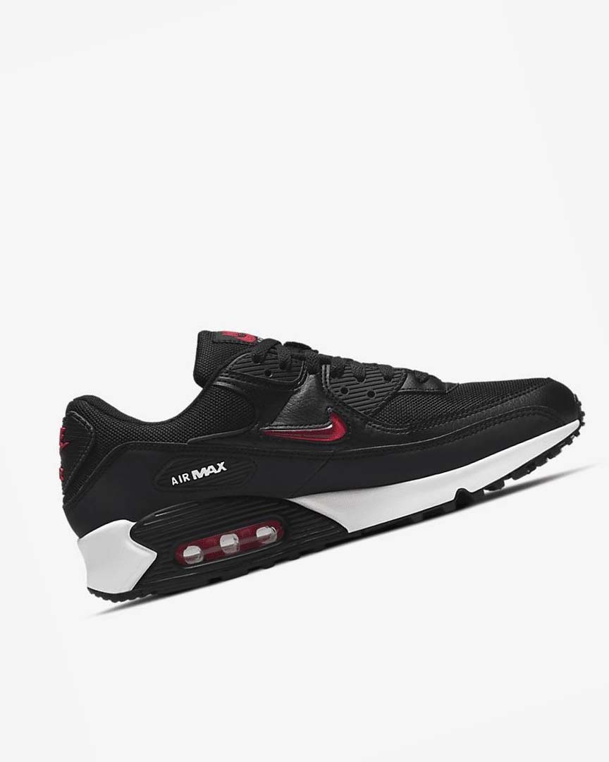 Black / White / Red Men's Nike Air Max 90 Casual Shoes | UK3188