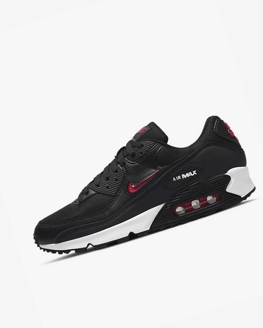 Black / White / Red Men\'s Nike Air Max 90 Casual Shoes | UK3188