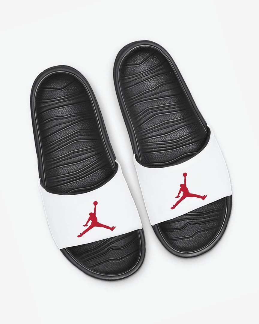 Black / White / Red Men's Nike Jordan Break Slides | UK2387