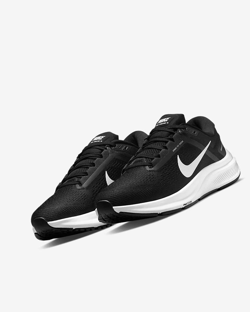 Black / White Women's Nike Air Zoom Structure 24 Running Shoes | UK2605